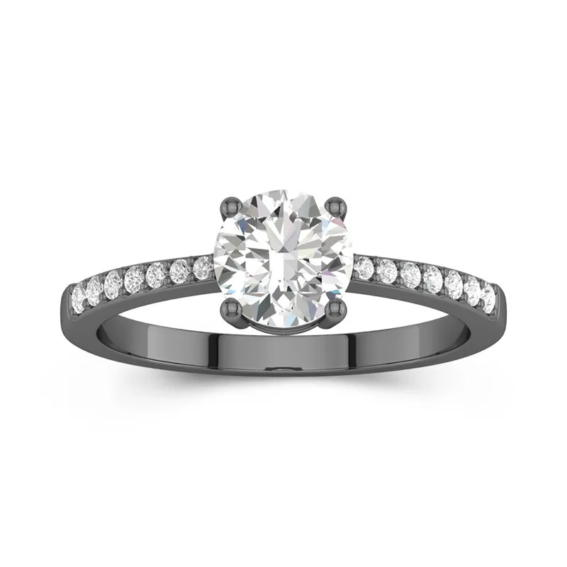 925 Sterling Silver Pavé Straight Shank Engagement Ring