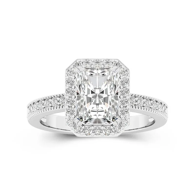 14K White Gold Moissanite Engagement Ring