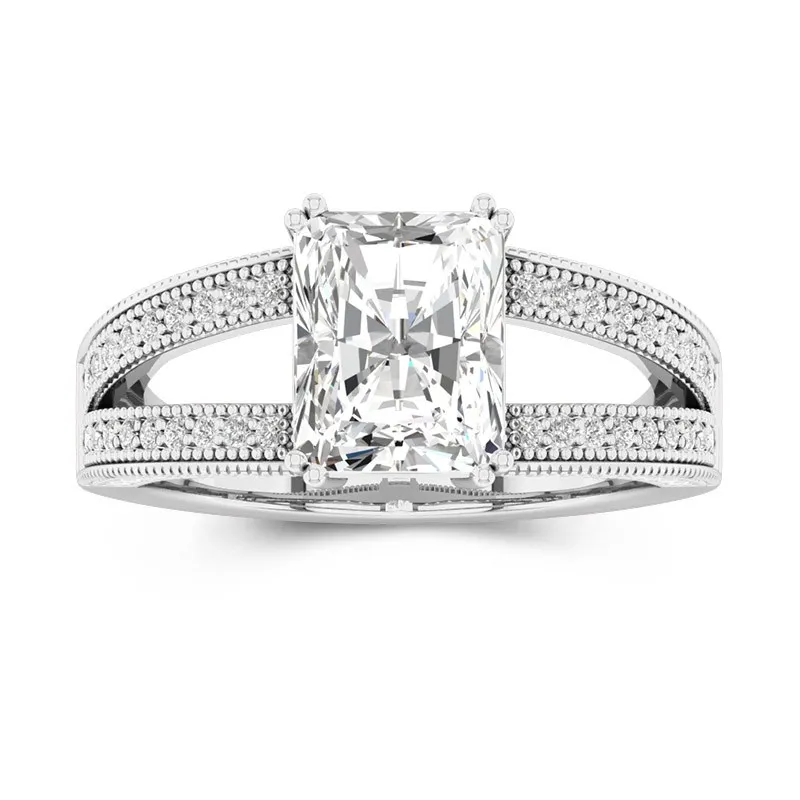 14K White Gold Moissanite Engagement Ring