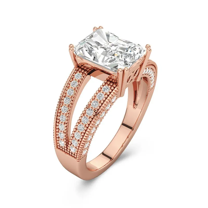 14K Rose Gold Moissanite Engagement Ring