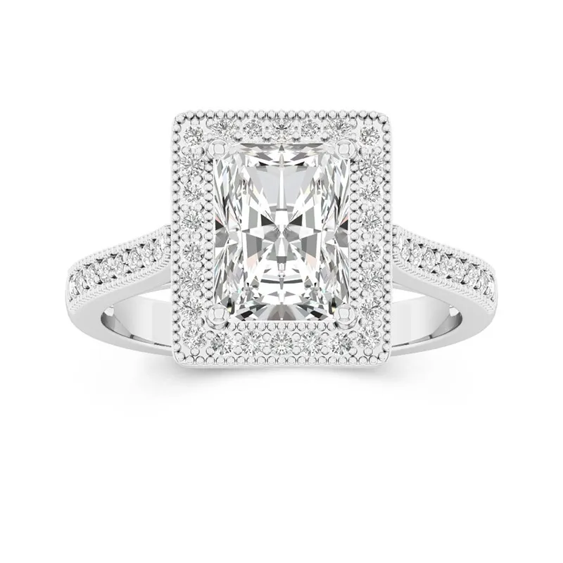 Argent sterling 925 Moissanite Bague de fiançailles