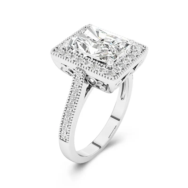 Argent sterling 925 Moissanite Bague de fiançailles