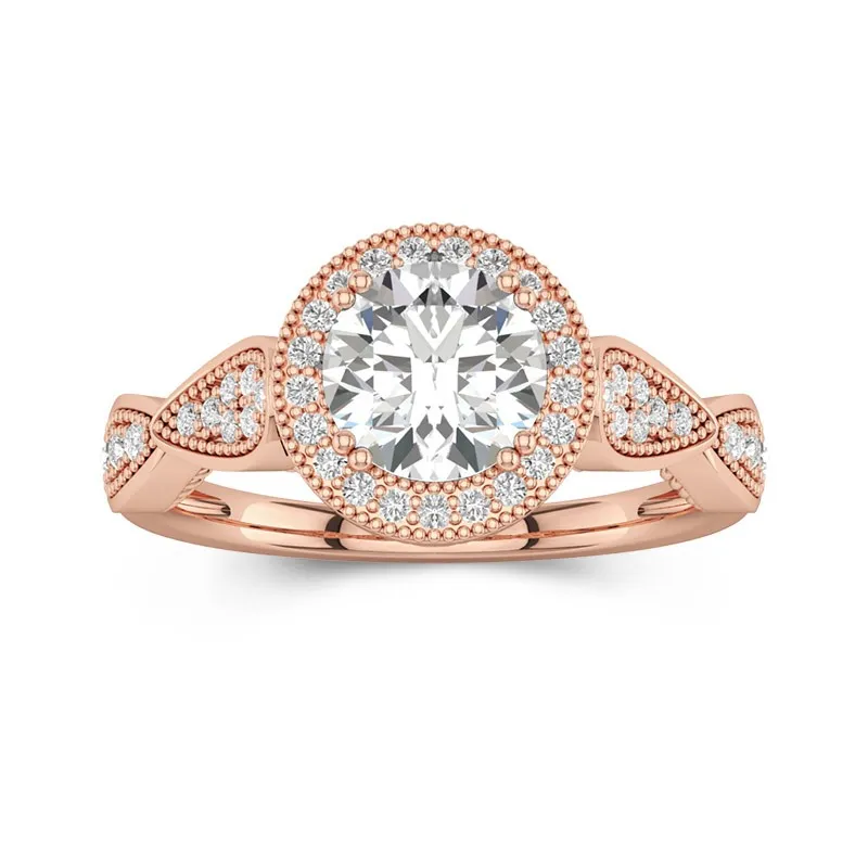 14K Rose Gold Moissanite Engagement Ring