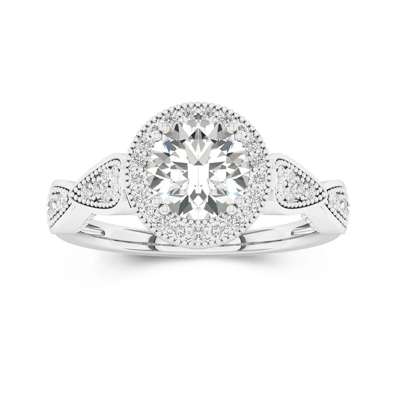 Argent sterling 925 Moissanite Bague de fiançailles