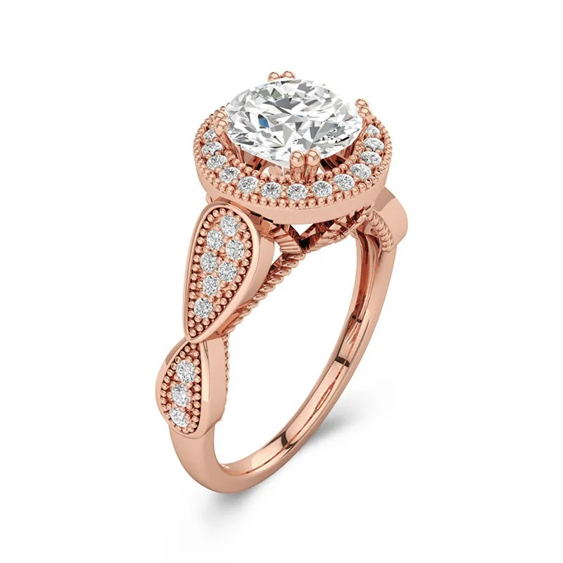 14K Rose Gold Moissanite Engagement Ring