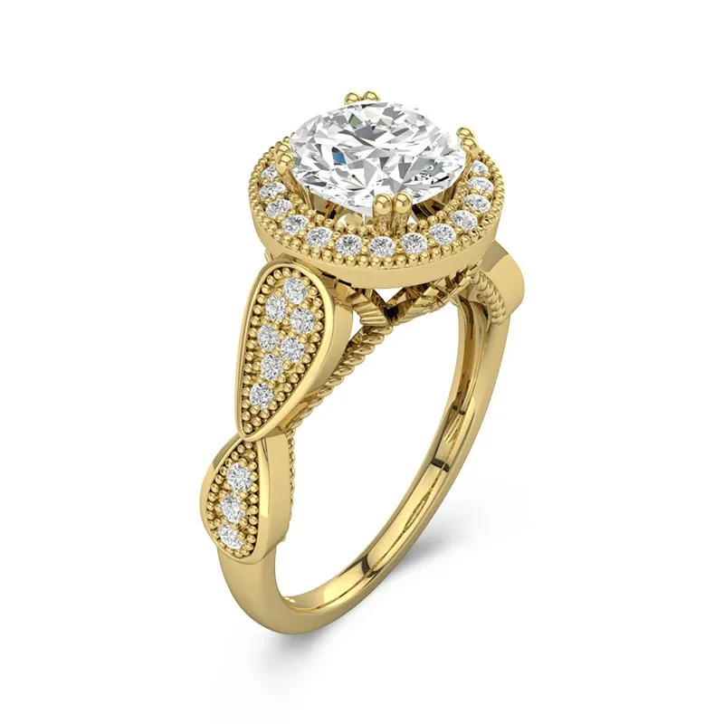 14K Gold Moissanite Engagement Ring