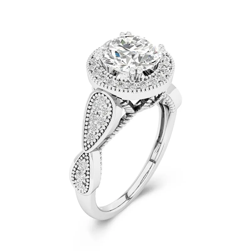 Argent sterling 925 Moissanite Bague de fiançailles