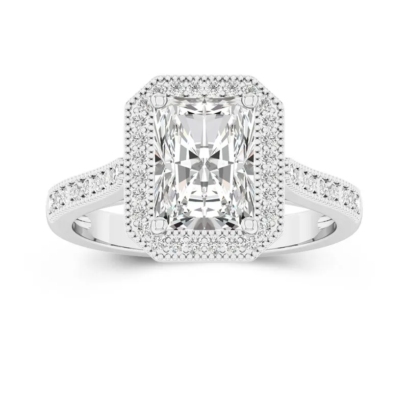 14K White Gold Moissanite Engagement Ring