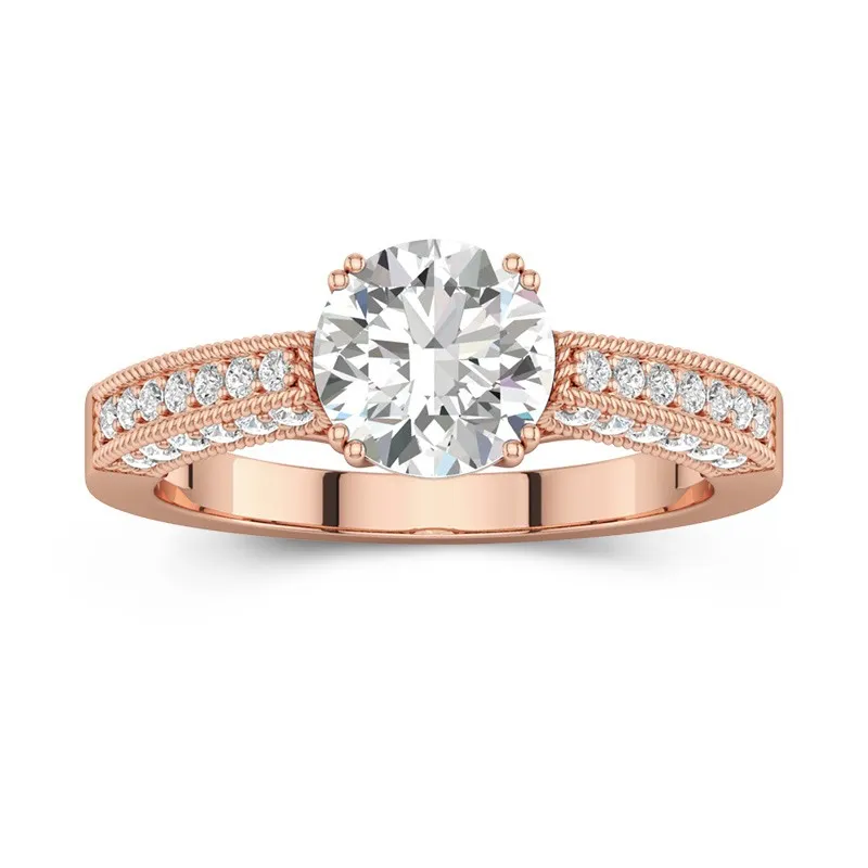 14K Rose Gold Moissanite Engagement Ring