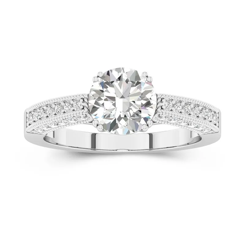 14K White Gold Moissanite Engagement Ring