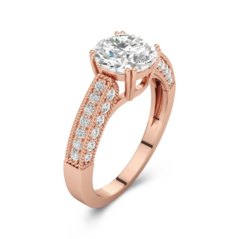 14K Rose Gold Moissanite Engagement Ring