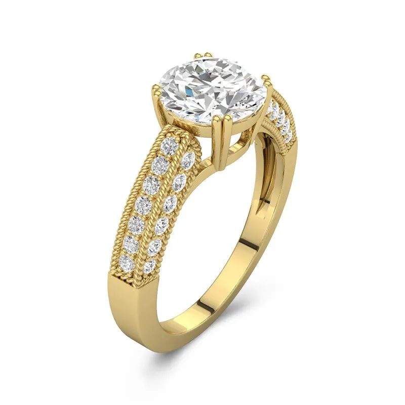 Or 14 carats Moissanite Bague de fiançailles