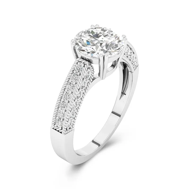 Argent sterling 925 Moissanite Bague de fiançailles