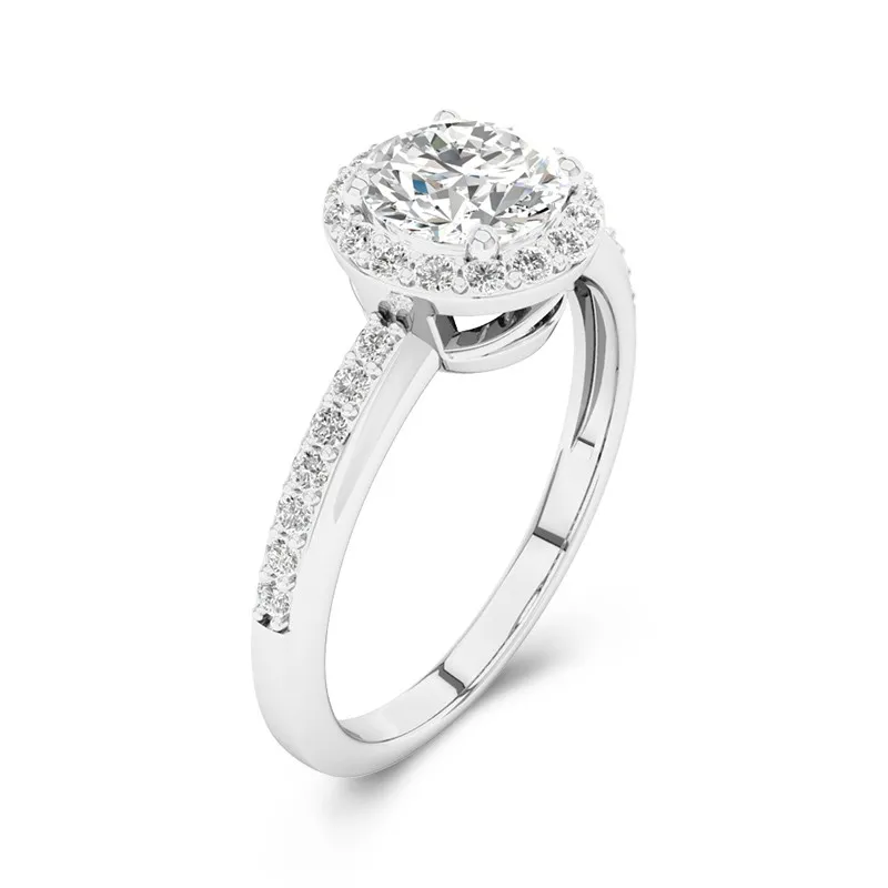 14K White Gold Moissanite Engagement Ring