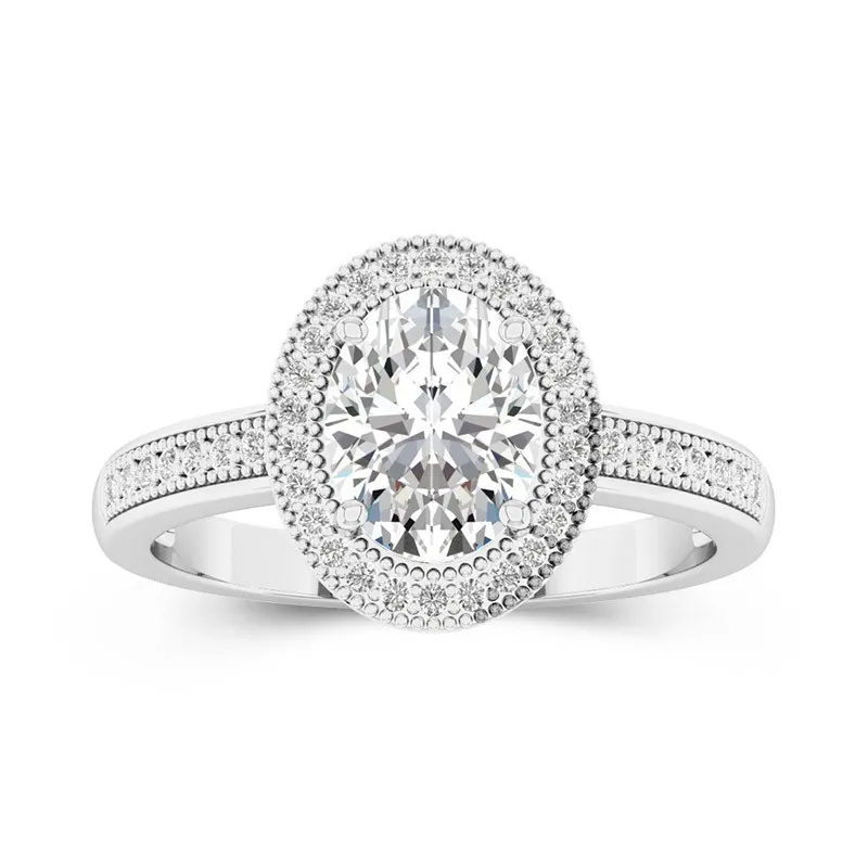 18K White Gold Moissanite Engagement Ring