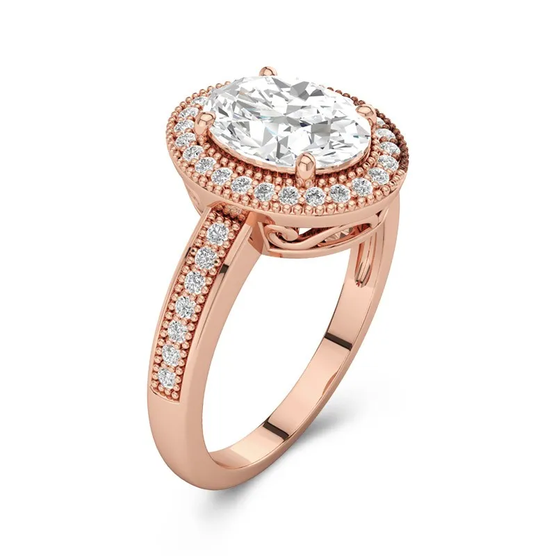 14K Rose Gold Moissanite Engagement Ring