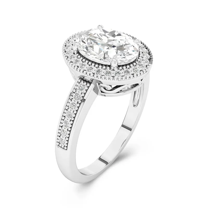 18K White Gold Moissanite Engagement Ring