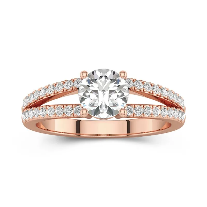 14K Rose Gold Moissanite Engagement Ring