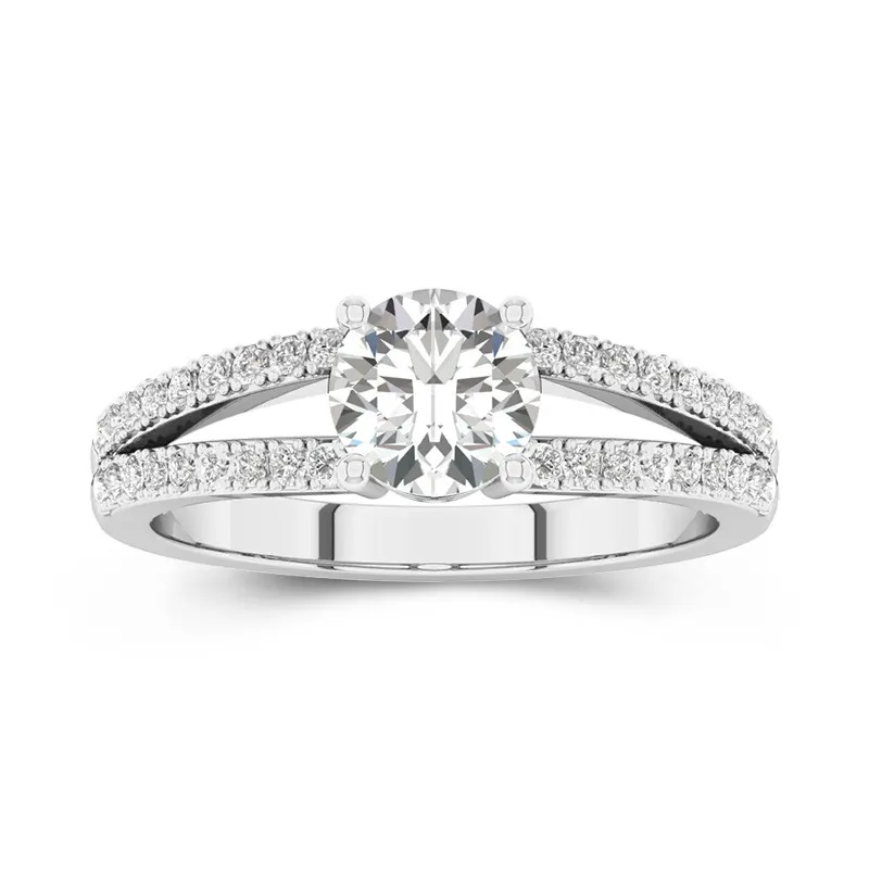 18K White Gold Moissanite Engagement Ring