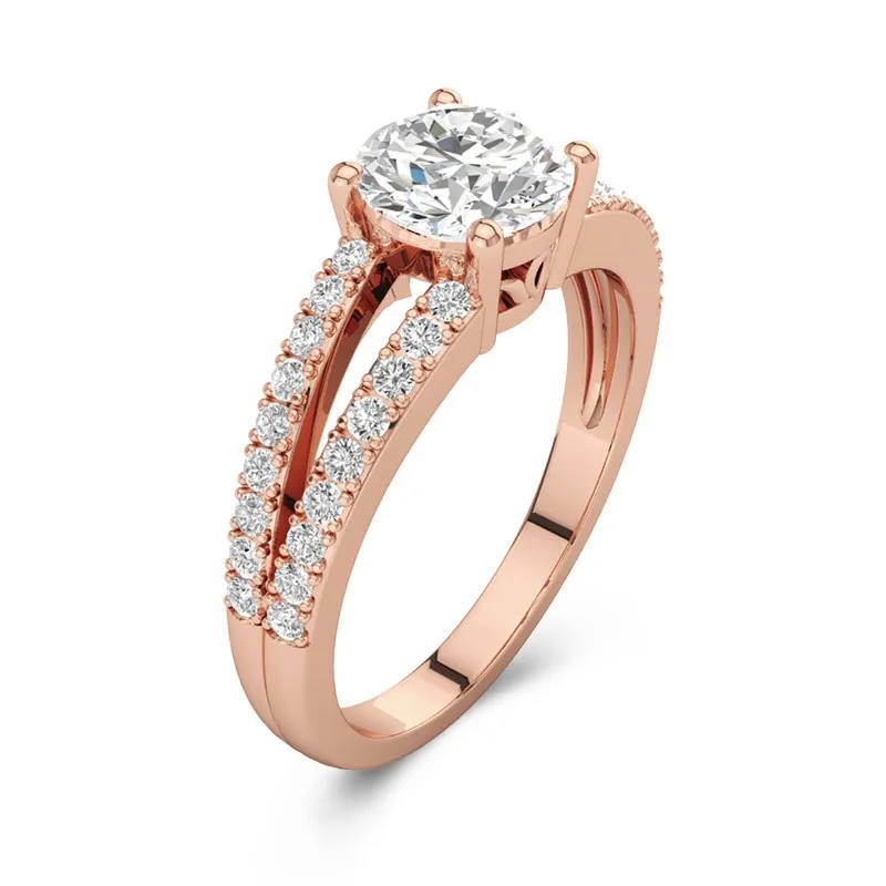 18K Rose Gold Moissanite Engagement Ring