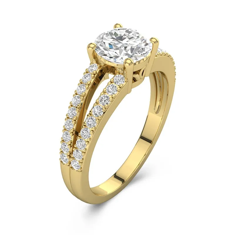 18K Gold Moissanite Engagement Ring