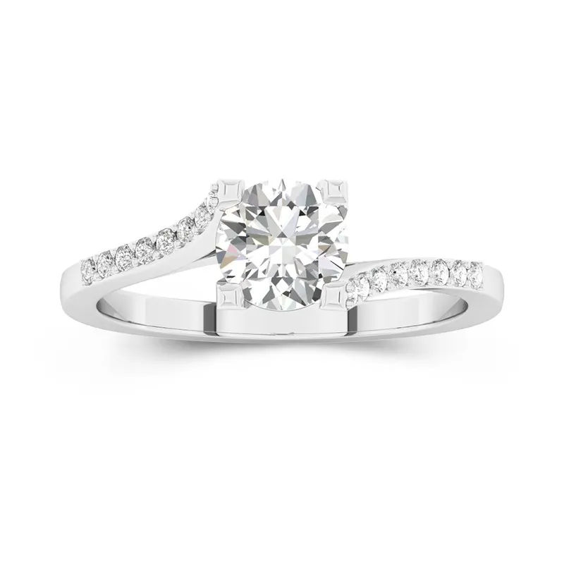 18K White Gold Moissanite Engagement Ring