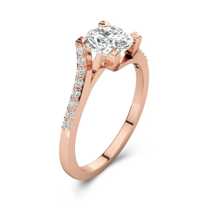 14K Rose Gold Moissanite Engagement Ring