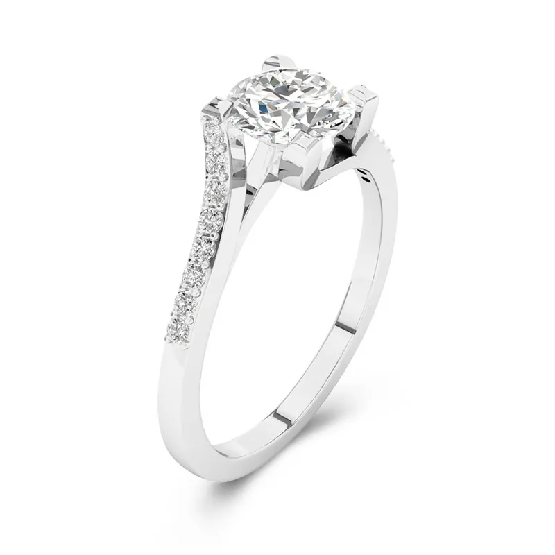 18K White Gold Moissanite Engagement Ring