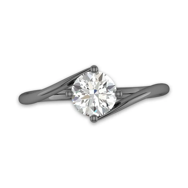925 Sterling Silver Solitaire East West Bypass Shank Engagement Ring