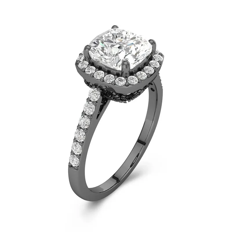 925 Sterling Silver Halo Channel Engagement Ring