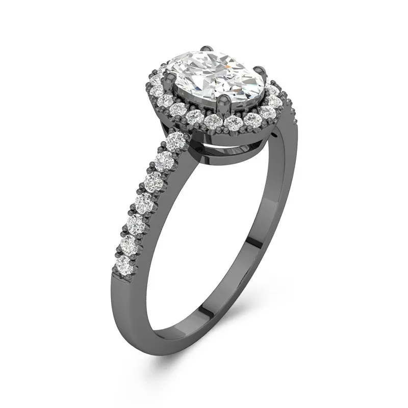 925 Sterling Silver Pavé Straight Shank Engagement Ring