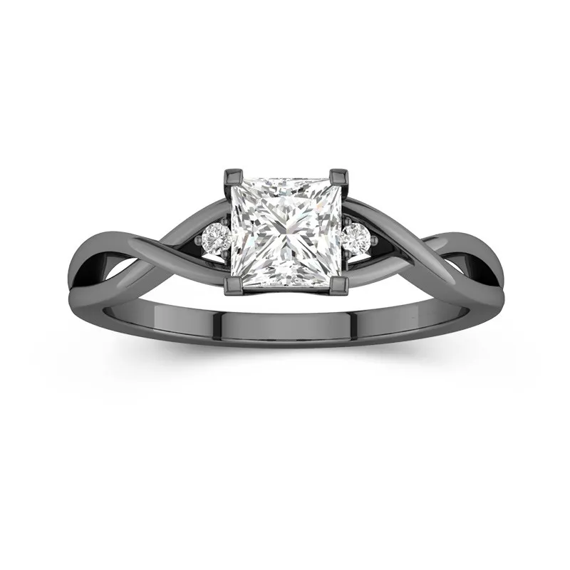 925 Sterling Silver Prong Twist Engagement Ring