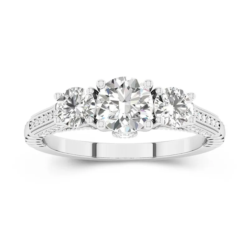 Argent sterling 925 Moissanite Bague de fiançailles