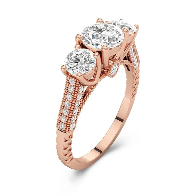 14K Rose Gold Moissanite Engagement Ring