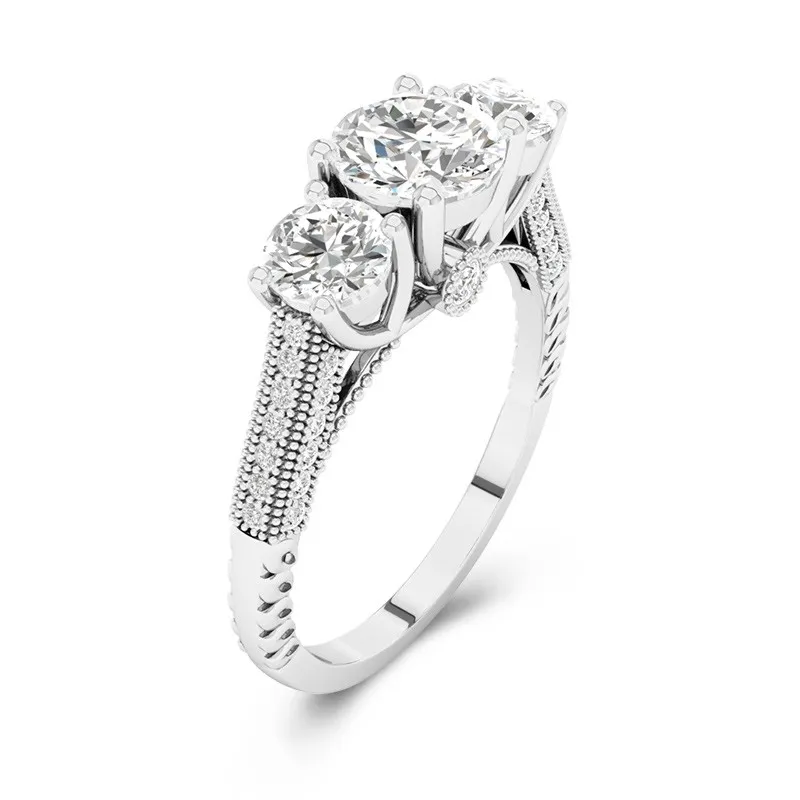 14K White Gold Moissanite Engagement Ring