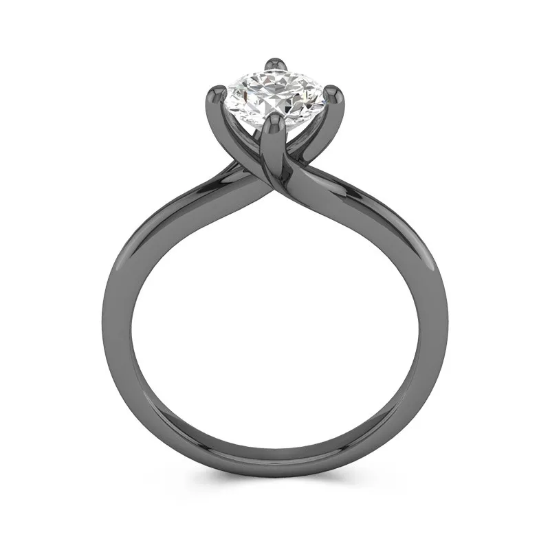 925 Sterling Silver Solitaire East West Twist Engagement Ring
