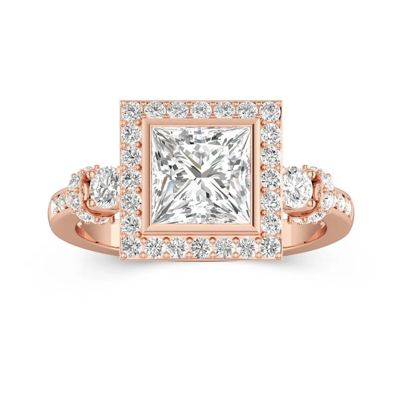 Vintage Cutout Princess Cut Engagement Ring