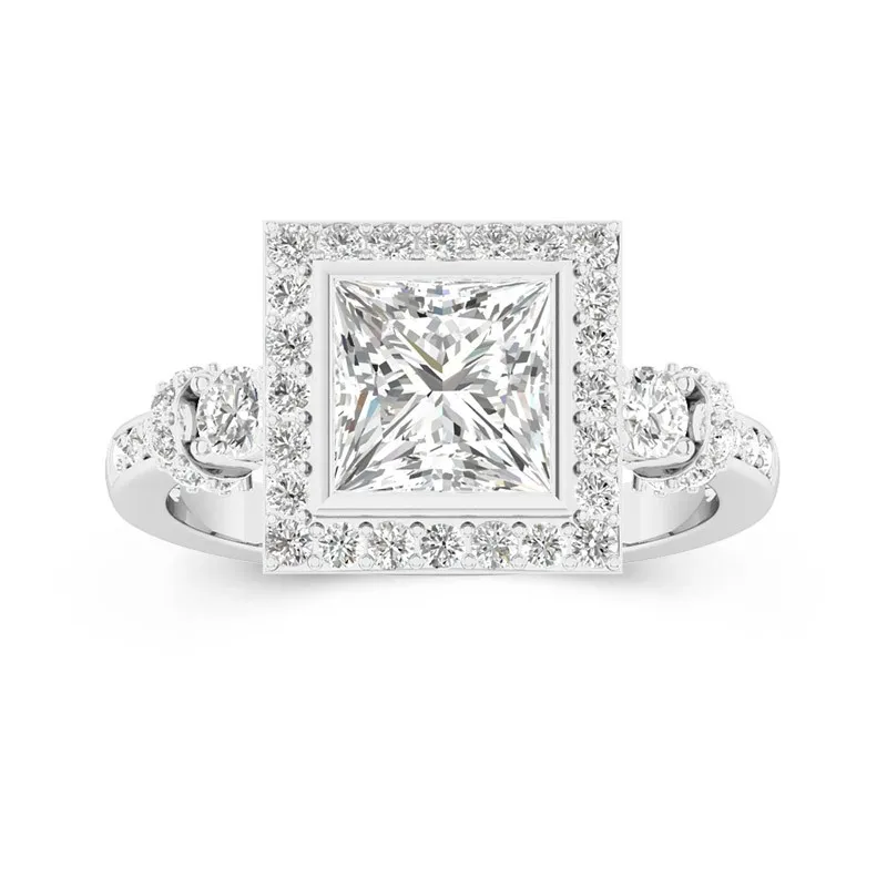 Vintage Cutout Princess Cut Engagement Ring