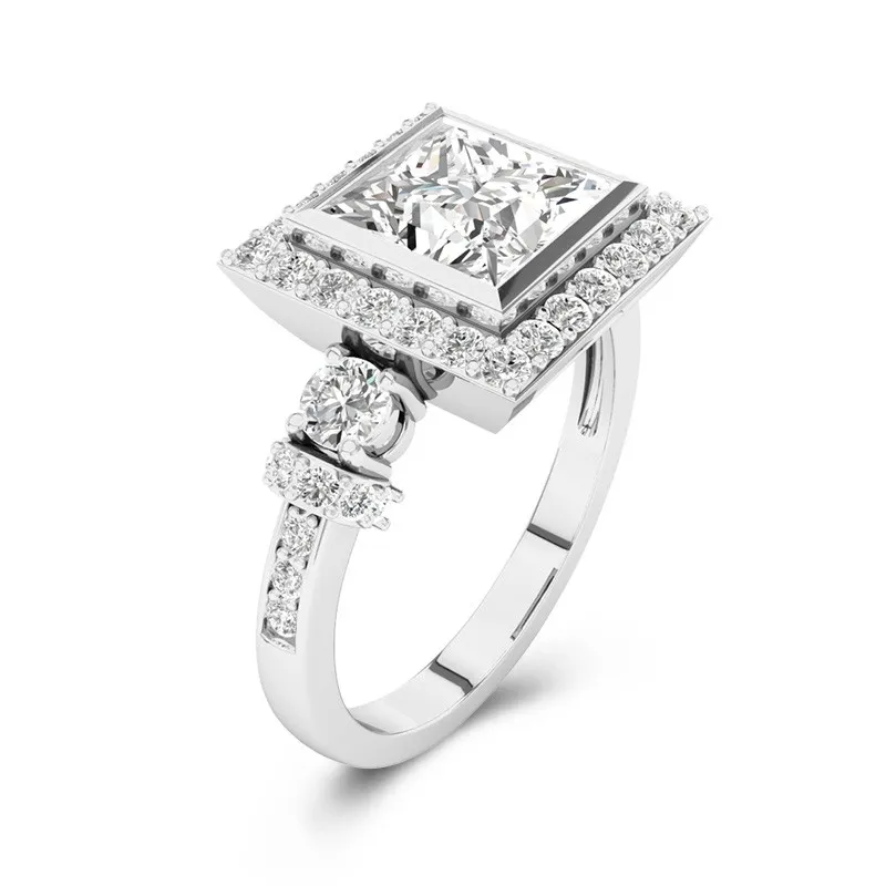 Vintage Cutout Princess Cut Engagement Ring