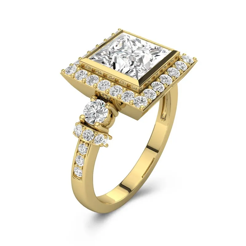 Vintage Cutout Princess Cut Engagement Ring