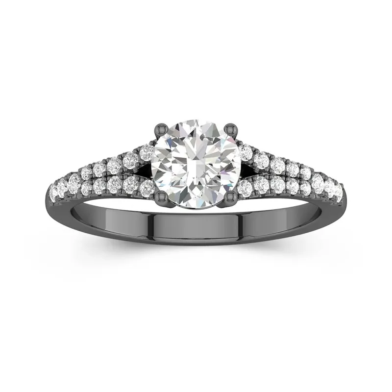 925 Sterling Silver Pavé Split Shank Engagement Ring