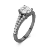 Argent sterling 925 Pavé Tige Fendue Bague de fiançailles