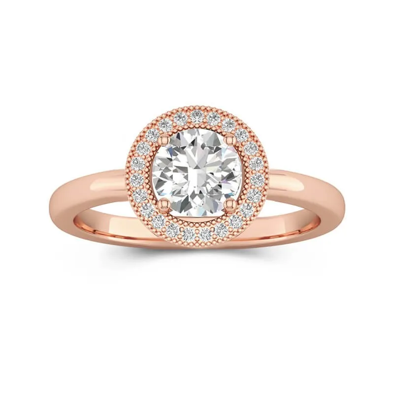 Rétro Rond 1.00ct Moissanite Bague de fiançailles