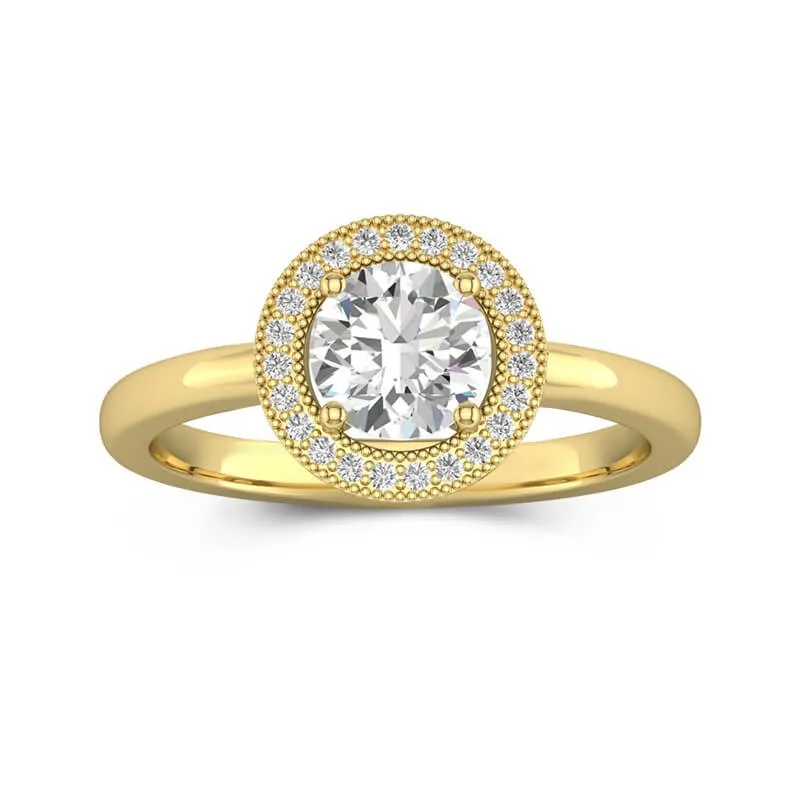 Retro Round 1.00ct Moissanite Engagement Ring