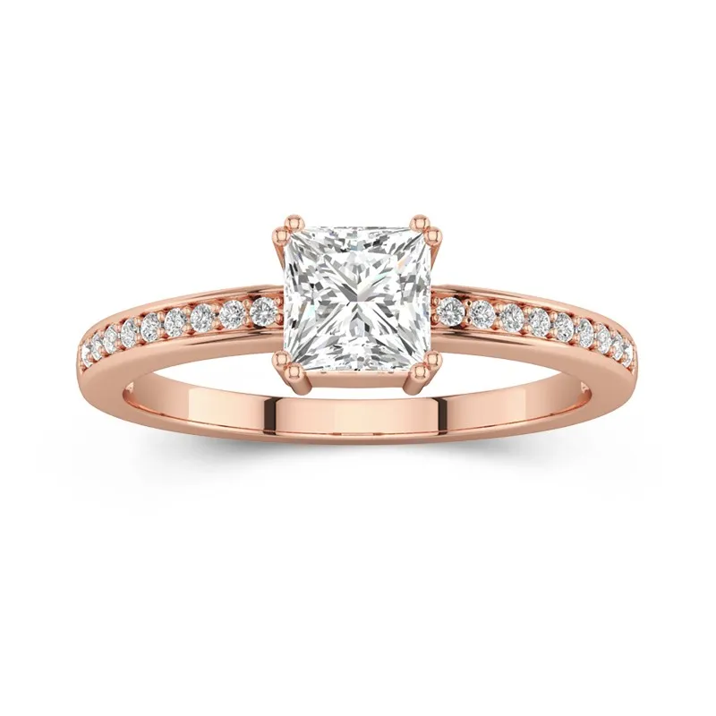 14K Rose Gold Pavé Channel Engagement Ring