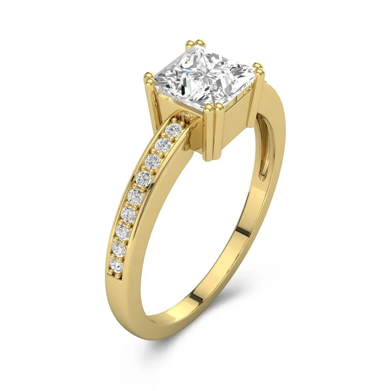 14K Gold Pavé Channel Engagement Ring