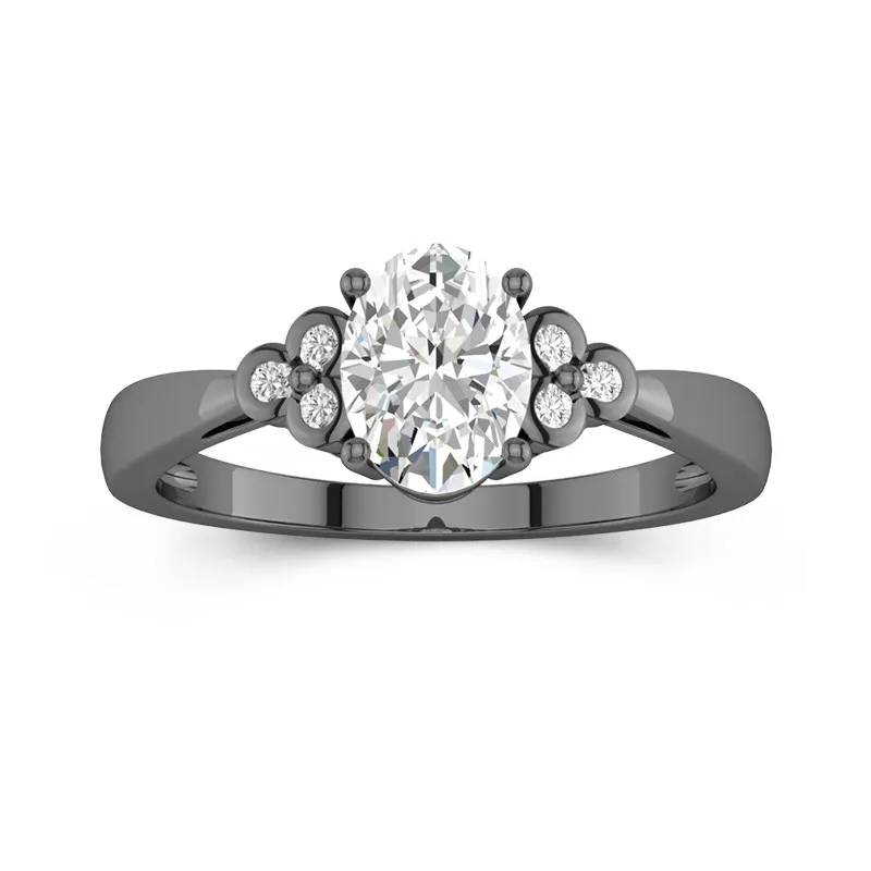 925 Sterling Silver Cluster Reverse Tapered Engagement Ring