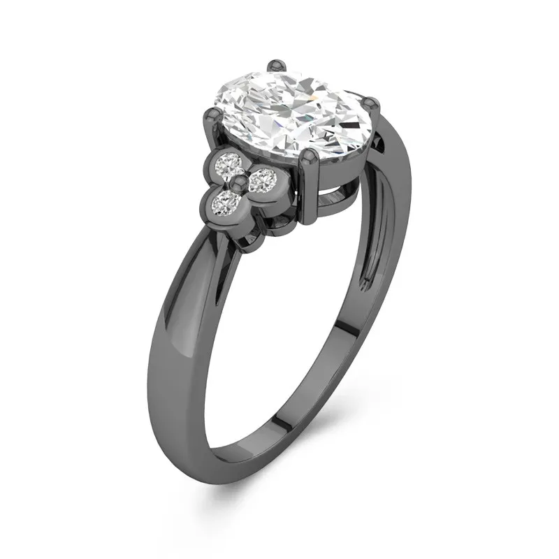 925 Sterling Silver Cluster Reverse Tapered Engagement Ring