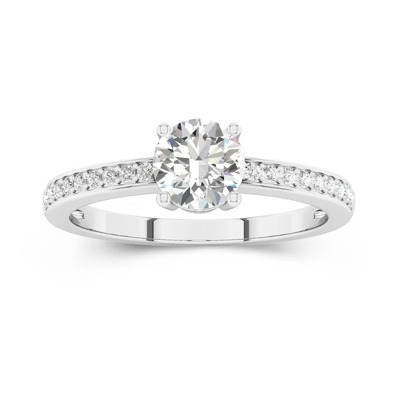 14K White Gold Moissanite Engagement Ring