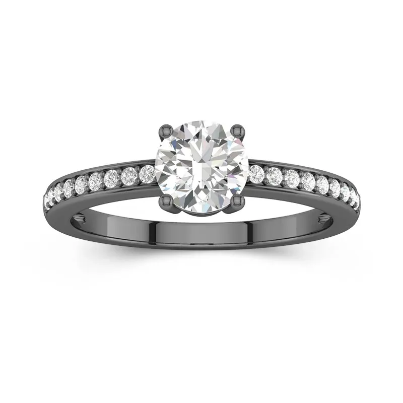 925 Sterling Silver Prong Channel Engagement Ring